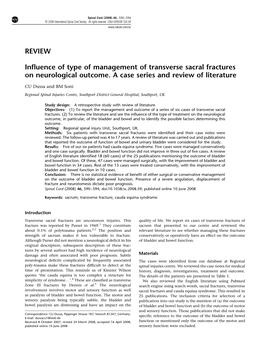 REVIEW Influence of Type of Management of Transverse Sacral