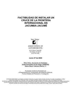 Factibilidad De Instalar Un Cruce De La Frontera Internacional En Jacumba-Jacumé