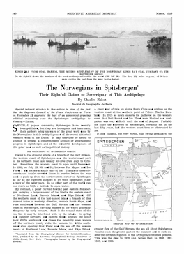 The Norwegians in Spitsbergen* Their Rightful Claims to Sovereignty of This Archipelago by Charles Rabot Societe De Geographie De Paris