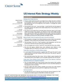 US Interest Rate Strategy Weekly