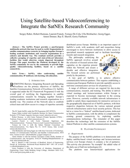 Using Satellite-Based Videoconferencing to Integrate the Satnex Research Community