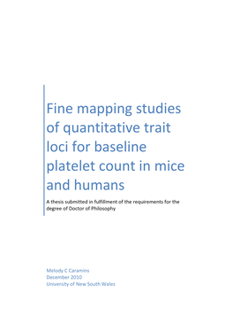 Fine Mapping Studies of Quantitative Trait Loci for Baseline Platelet Count in Mice and Humans