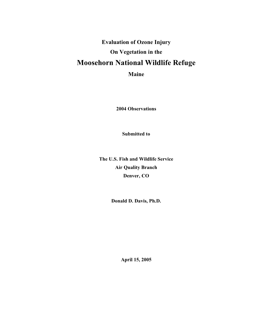 Moosehorn Ozone Injury Survey