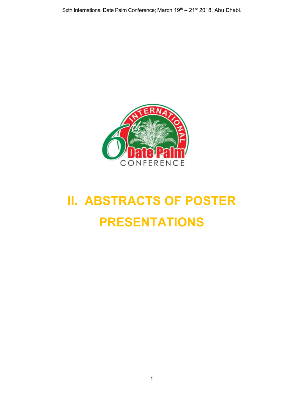 Ii. Abstracts of Poster Presentations