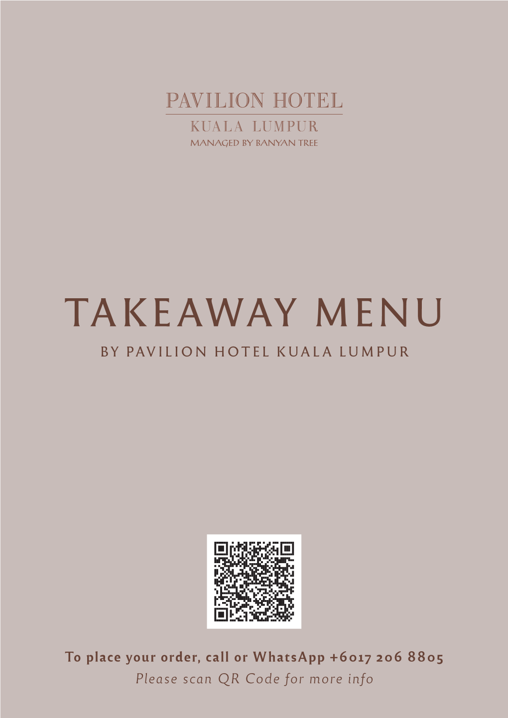 View Pavilion Hotel Kuala Lumpur's Takeaway Menu