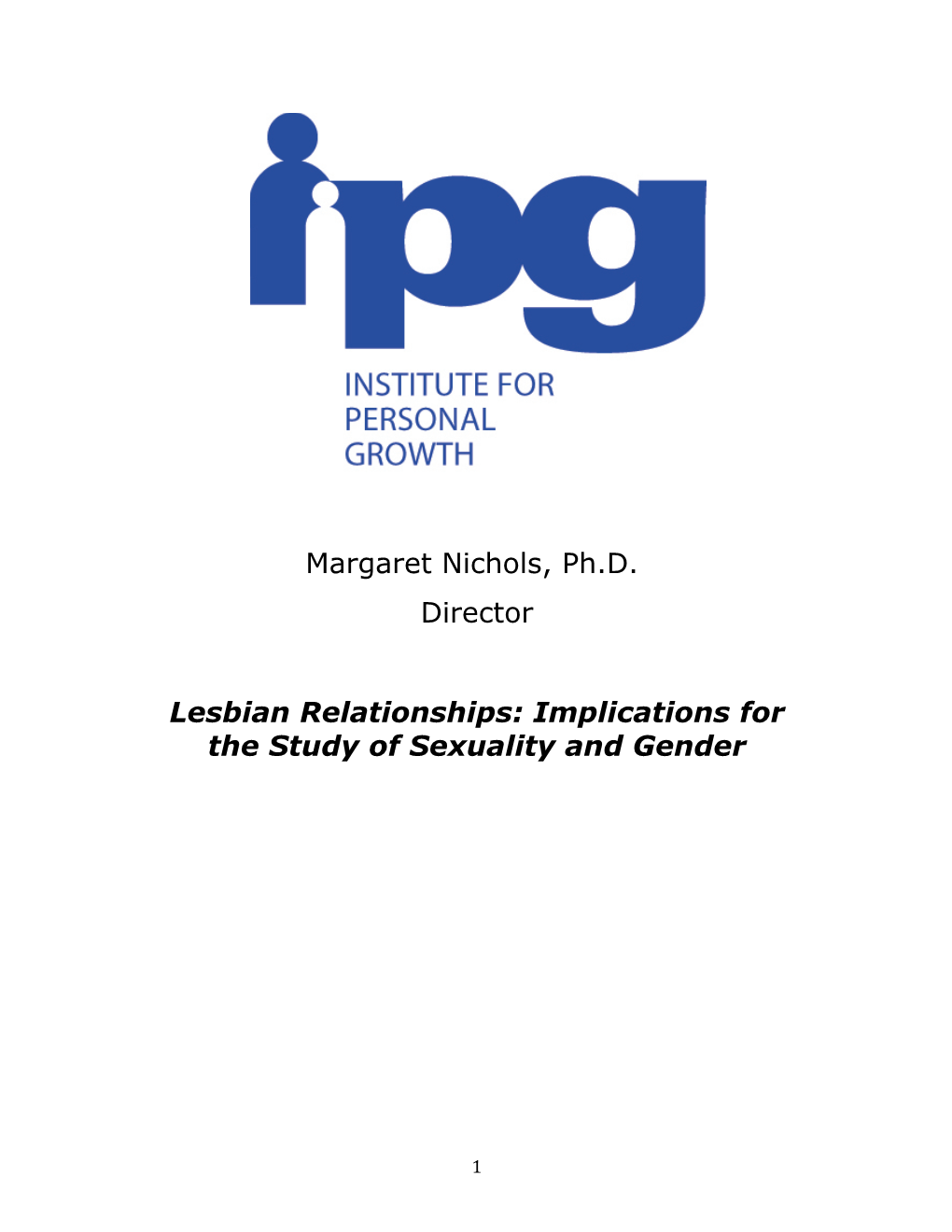 Lesbian Relationships: Implications for the Study of Sexuality and Gender