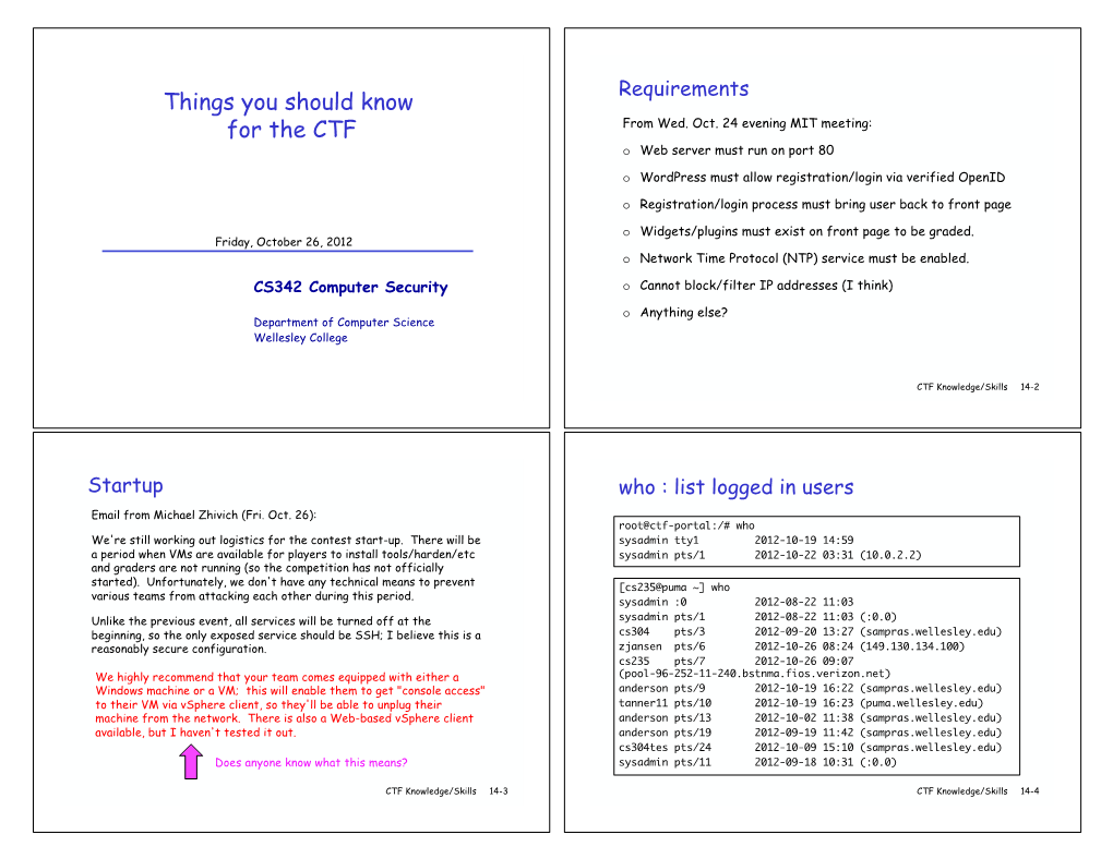 Things You Should Know for the CTF from Wed