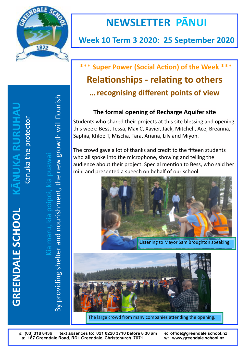 Newsletter 25 September 2020 Week 10 Term 3 2020