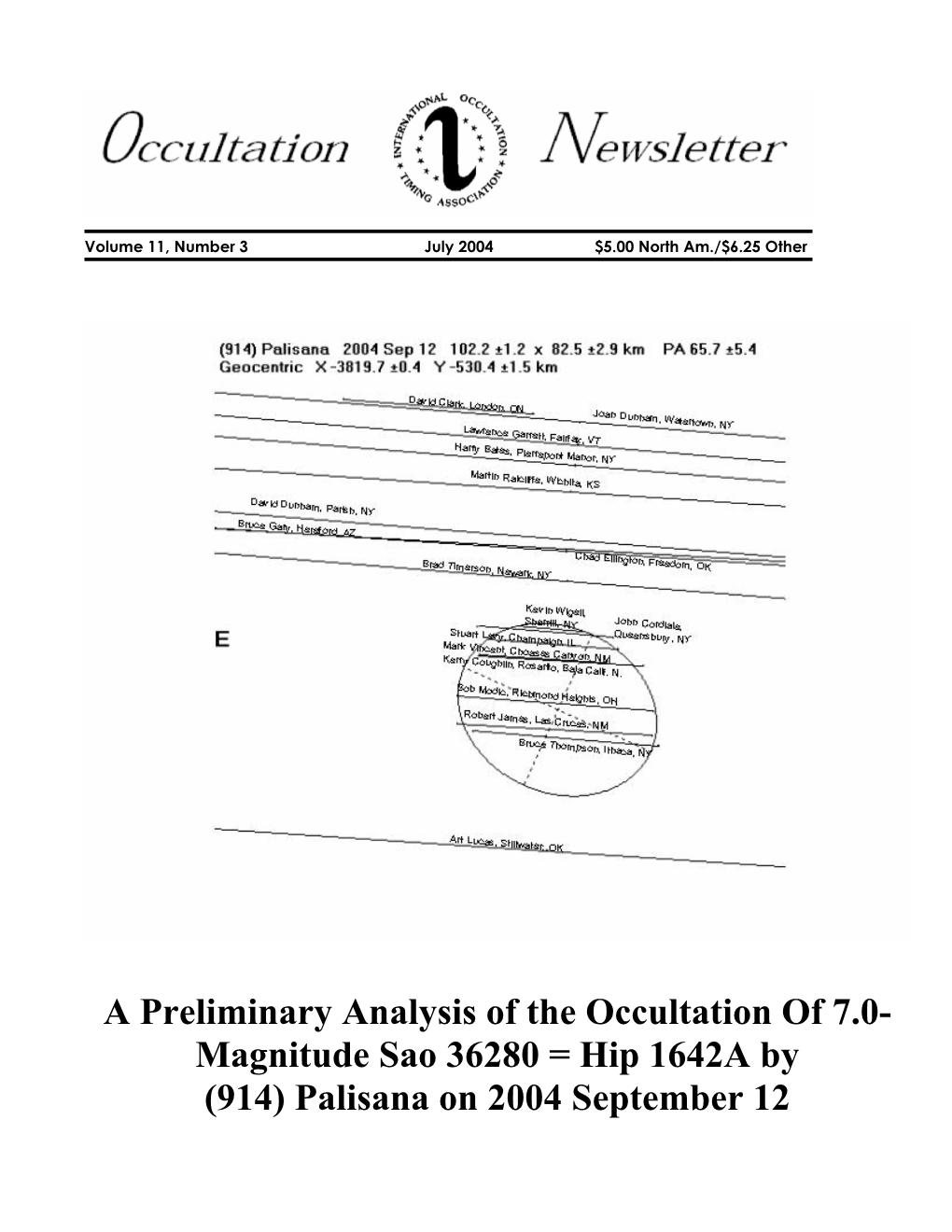 Occultation Newsletter Volume 8, Number 4