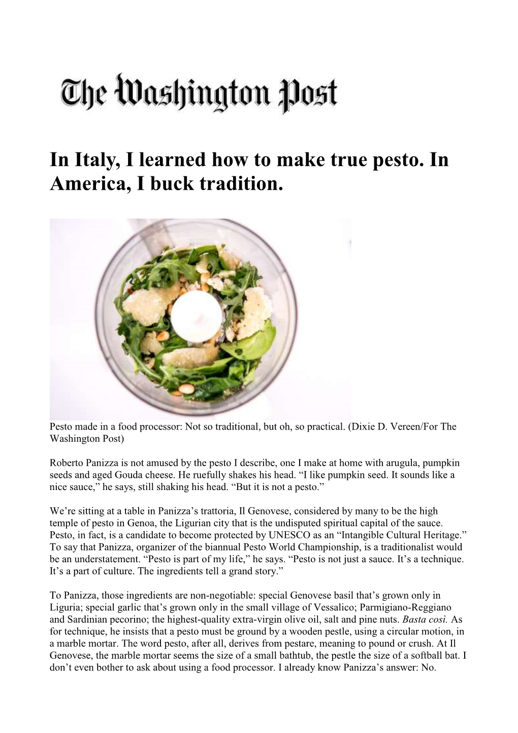 In Italy, I Learned How to Make True Pesto. in America, I Buck Tradition