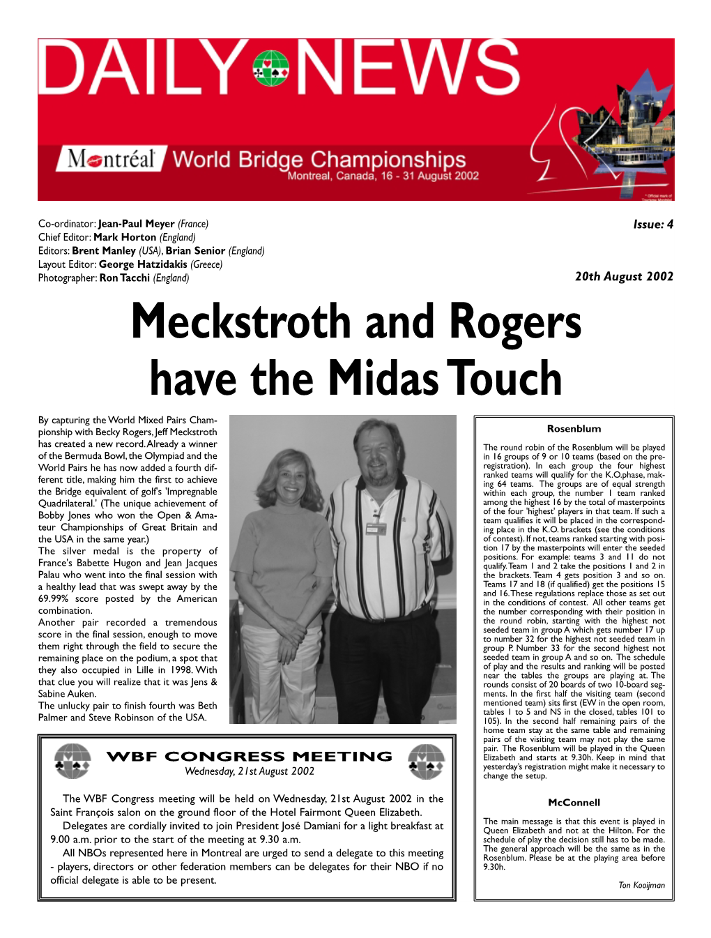 Meckstroth and Rogers Have the Midas Touch