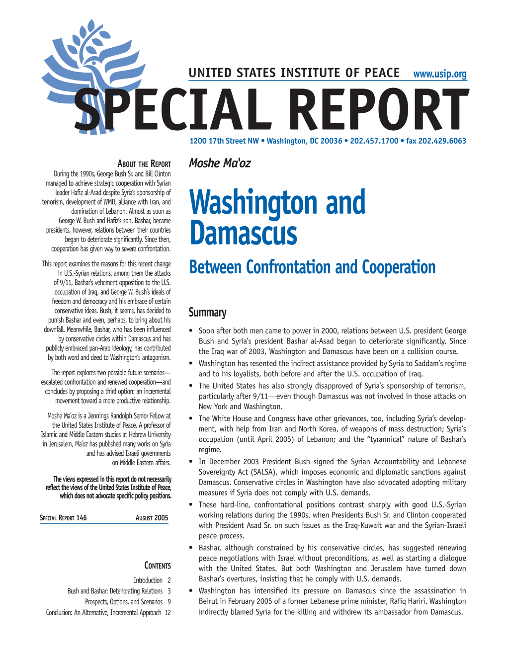 Washington and Damascus: Between Confrontation and Cooperation