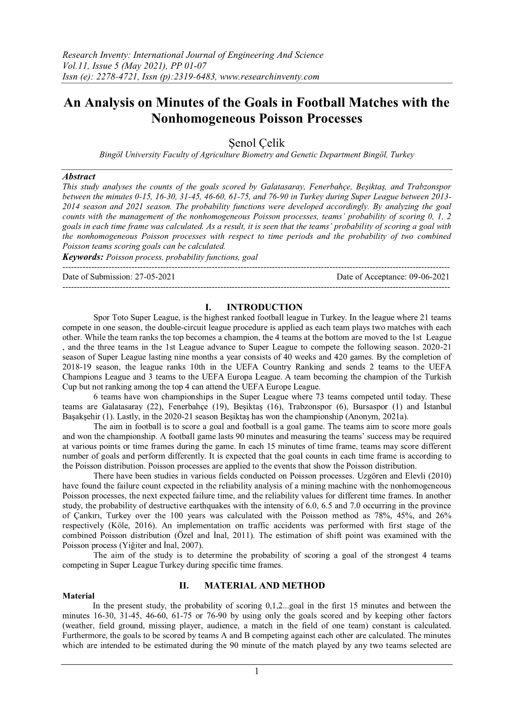 An Analysis on Minutes of the Goals in Football Matches with the Nonhomogeneous Poisson Processes