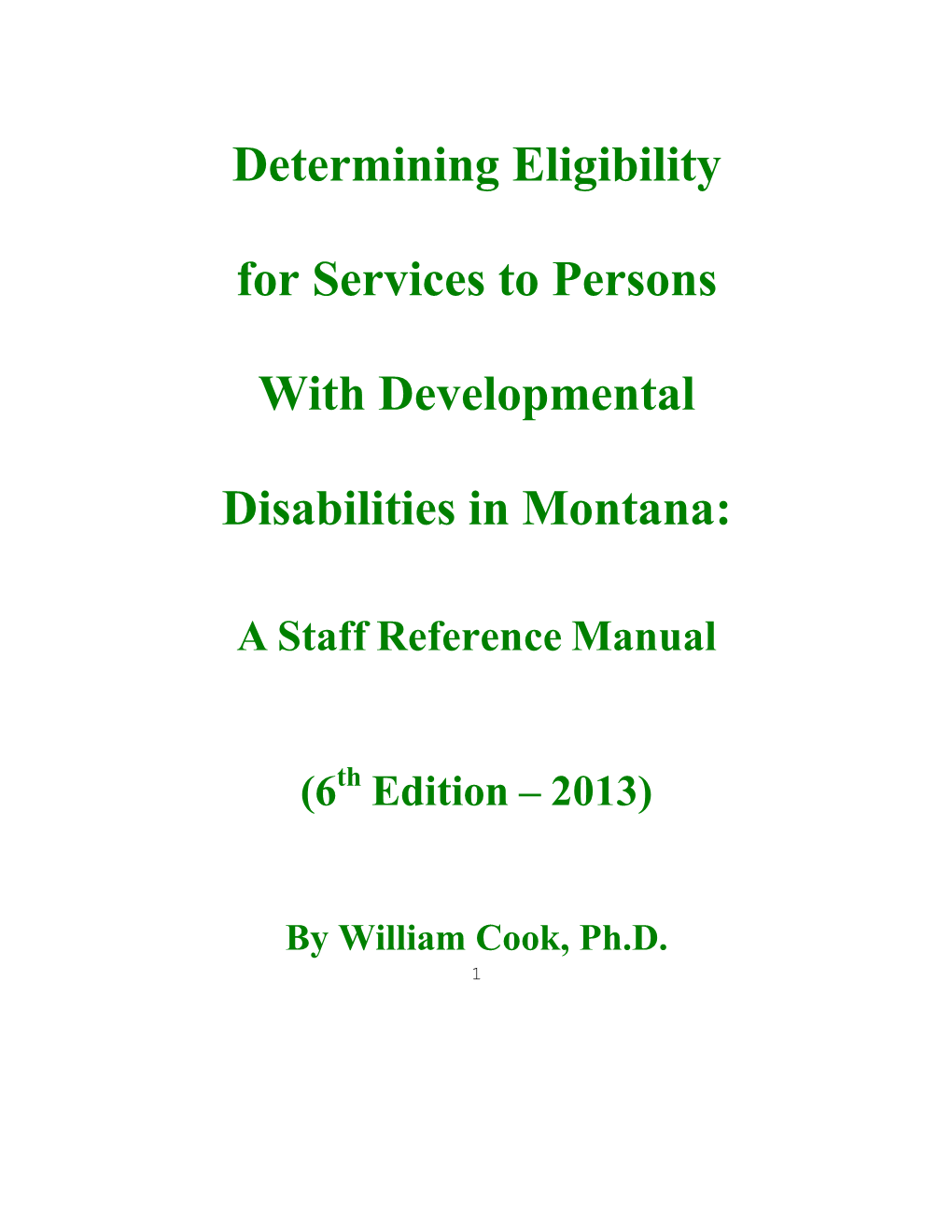 Eligibility Reference Manual