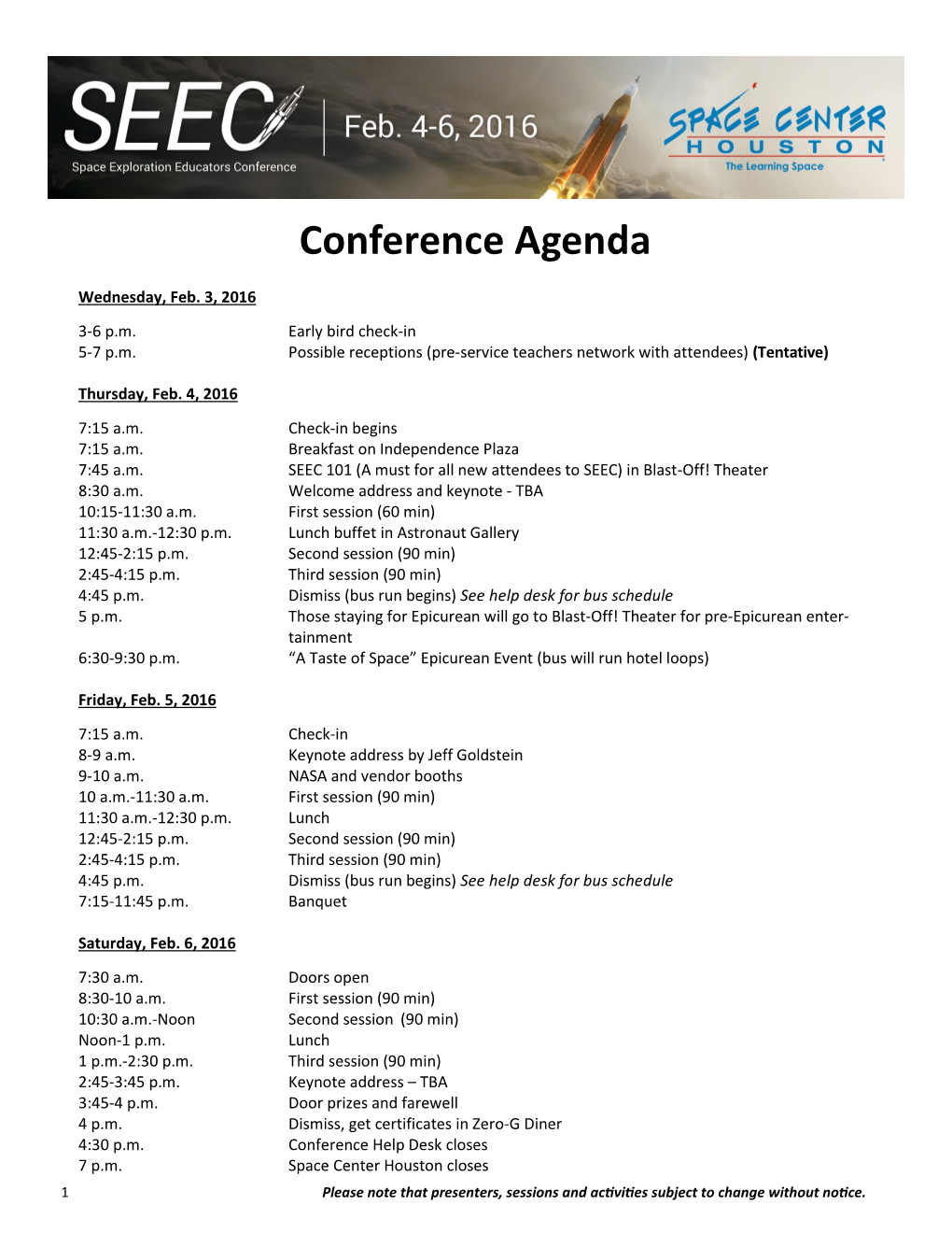 Conference Agenda