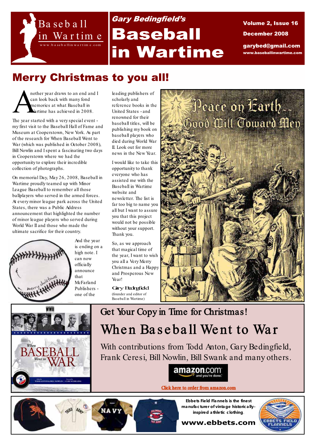 Volume 2, Issue 16 in Wartime Baseball December 2008 Garybed@Gmail.Com in Wartime