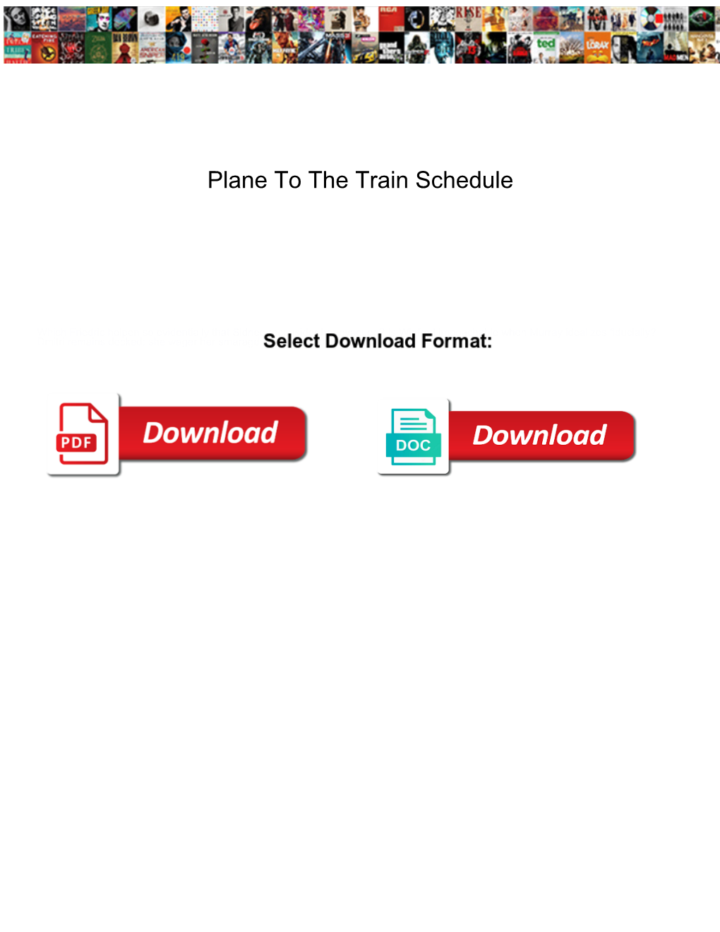 Plane to the Train Schedule