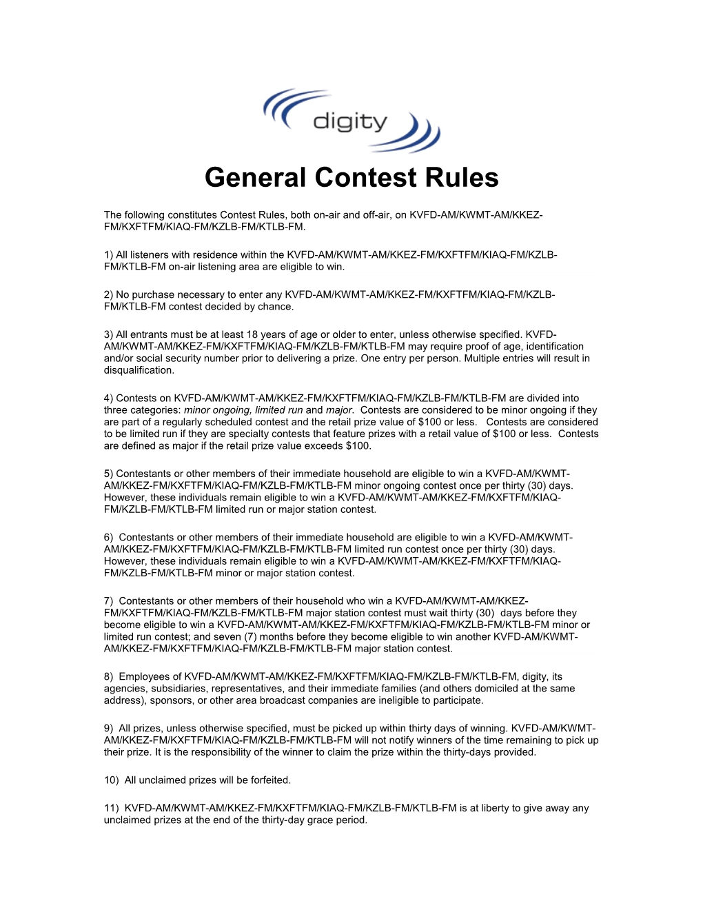 General Contest Rules