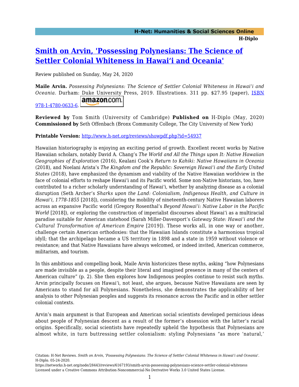 'Possessing Polynesians: the Science of Settler Colonial Whiteness in Hawai‘I and Oceania'