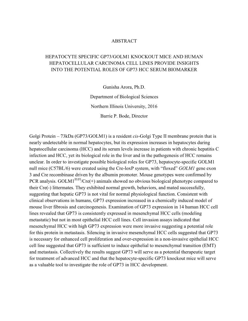 Abstract Hepatocyte Specific Gp73/Golm1 Knockout Mice