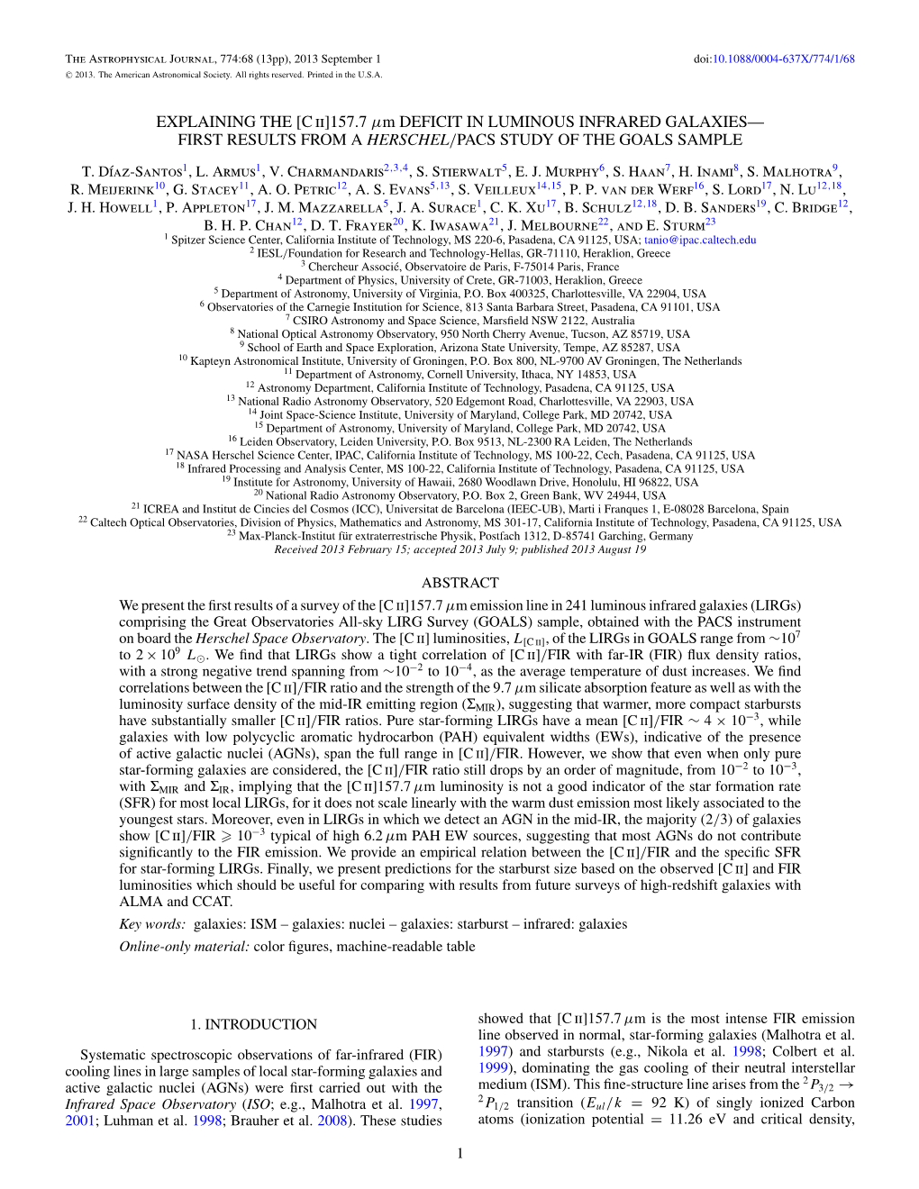 157.7 Μm DEFICIT in LUMINOUS INFRARED GALAXIES— FIRST RESULTS from a HERSCHEL/PACS STUDY of the GOALS SAMPLE