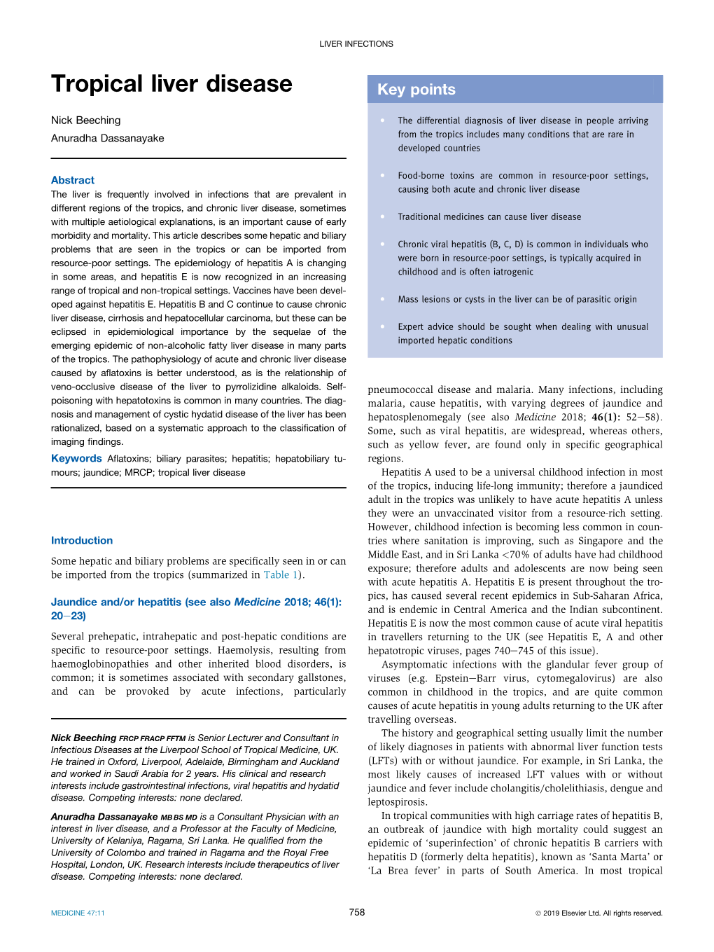 Tropical Liver Disease Key Points