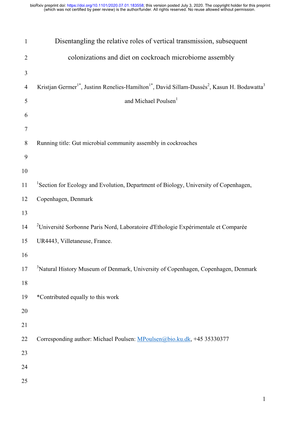 Disentangling the Relative Roles of Vertical Transmission, Subsequent