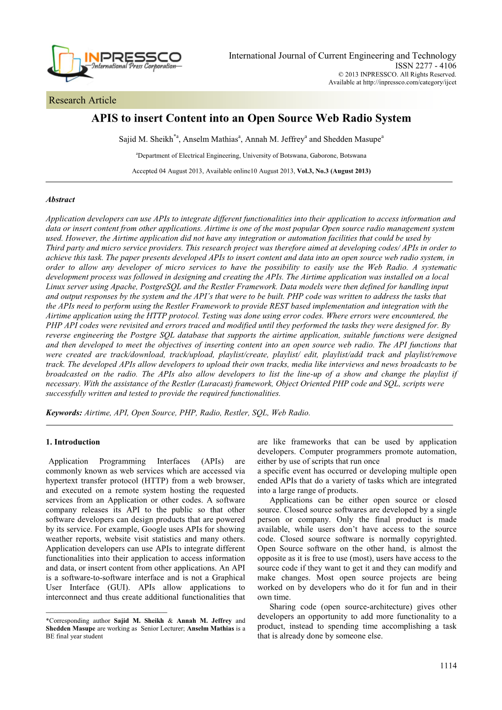 APIS to Insert Content Into an Open Source Web Radio System