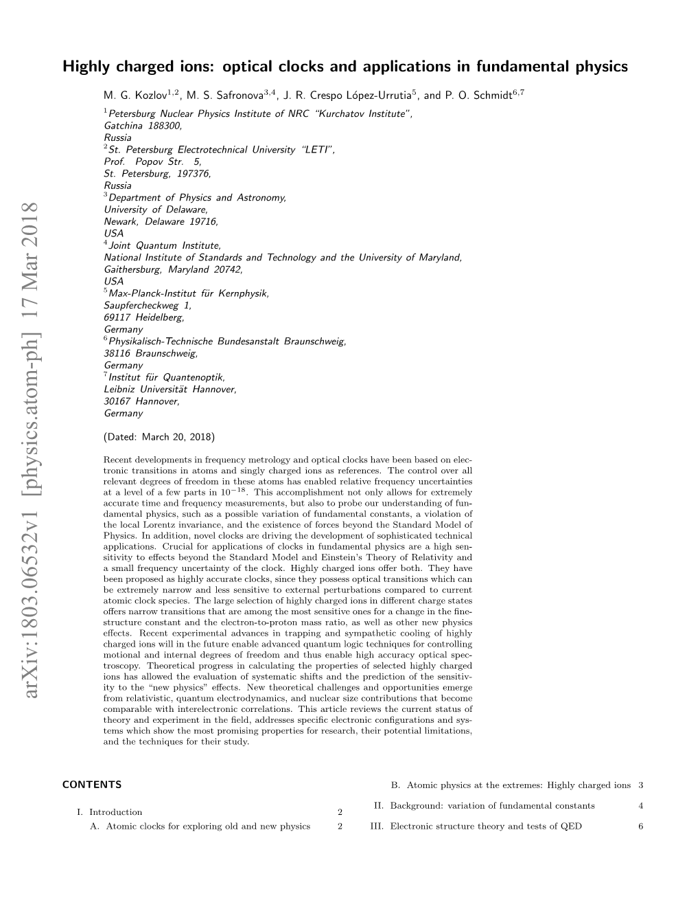 Arxiv:1803.06532V1 [Physics.Atom-Ph] 17 Mar 2018