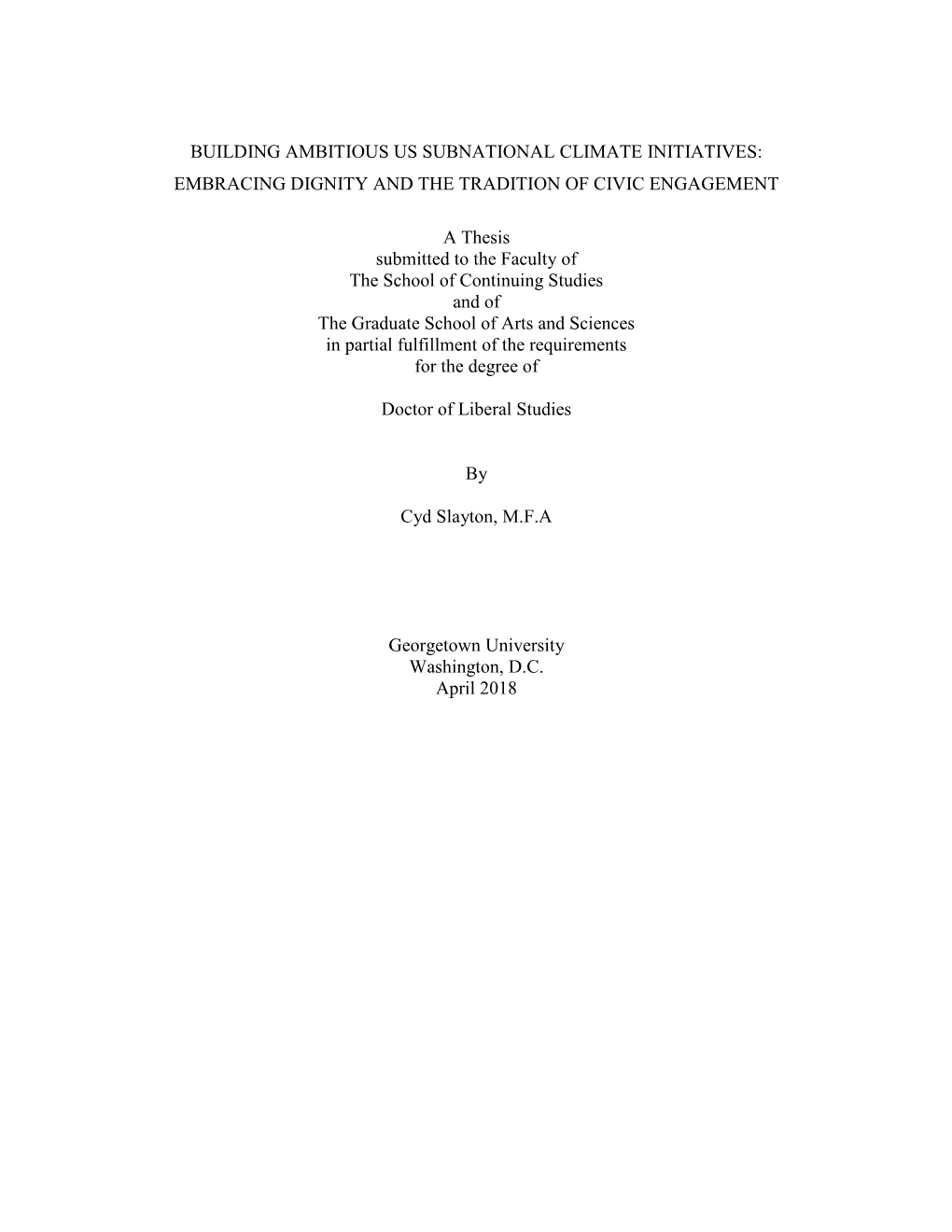 Building Ambitious Us Subnational Climate Initiatives: Embracing Dignity and the Tradition of Civic Engagement