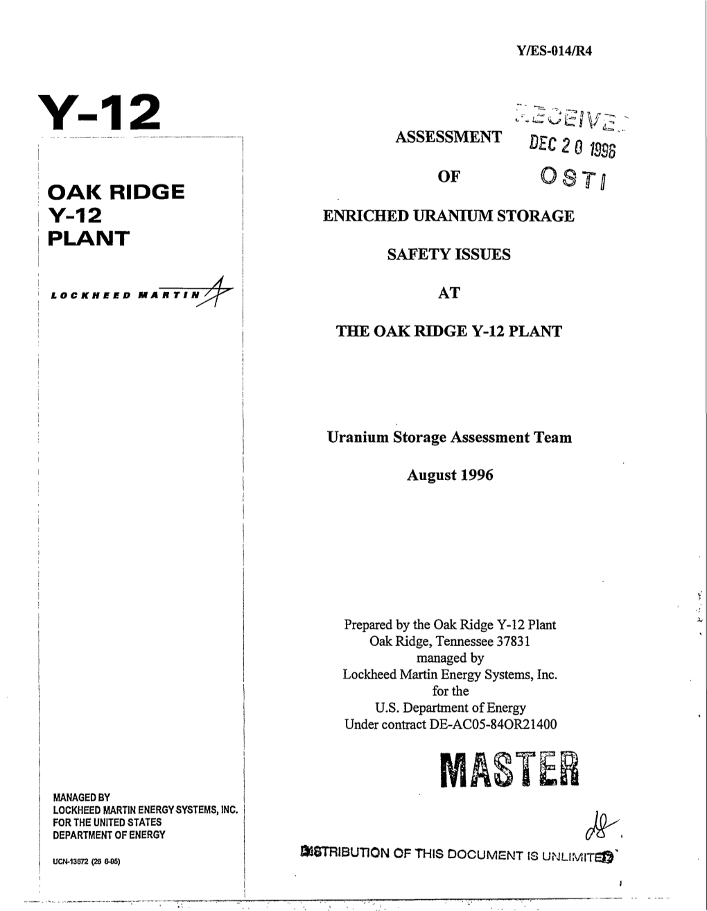 Lockheed Martin Energy Systems, Inc. for the United States Department of Energy