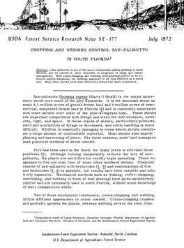 USDA Forest Seroice Research Note S E- 177 July 1971