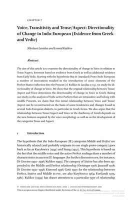 Voice, Transitivity and Tense/Aspect: Directionality of Change in Indo-European (Evidence from Greek and Vedic)