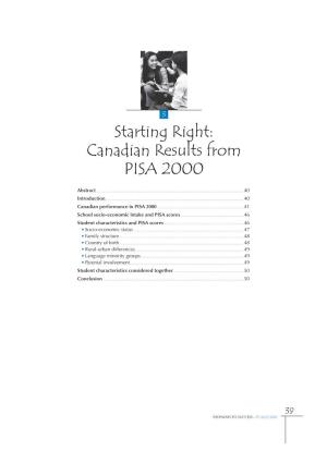 Starting Right: Canadian Results from PISA 2000