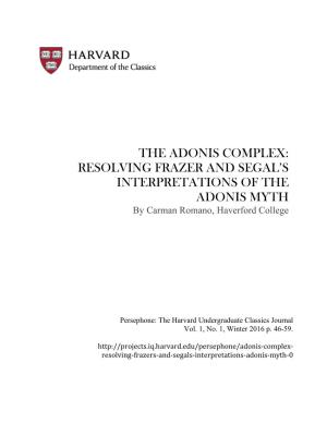 Resolving Frazer and Segal's Interpretations of the Adonis Myth