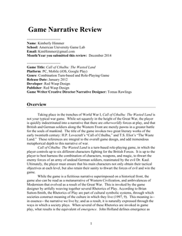 Game Narrative Review