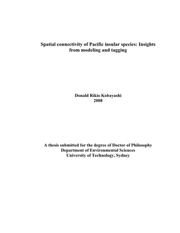 Spatial Connectivity of Pacific Insular Species: Insights from Modeling and Tagging