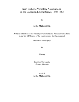 Irish Catholic Voluntary Associations in the Canadian Liberal Order, 1840-1882
