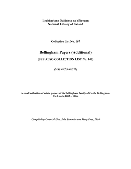 Bellingham Papers (Additional)