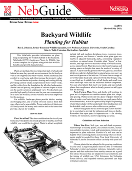 Backyard Wildlife: Planting for Habitat