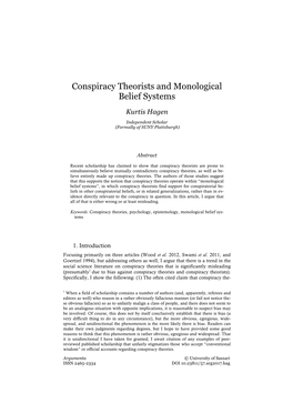 Conspiracy Theorists and Monological Belief Systems