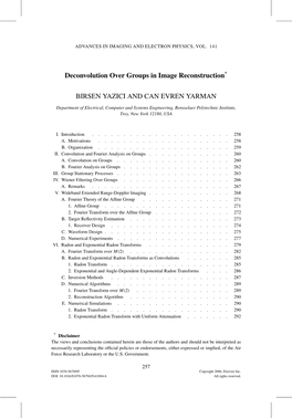 Deconvolution Over Groups in Image Reconstruction* BIRSEN YAZICI