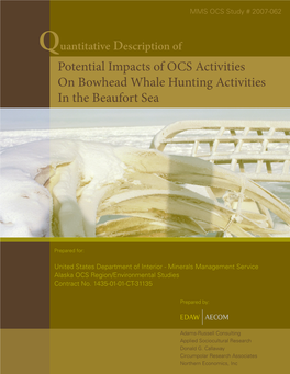 Potential Impacts of OCS Activities on Bowhead Whale Hunting Activities in the Beaufort Sea