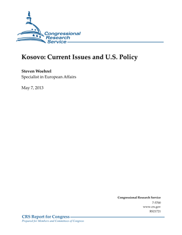 Kosovo: Current Issues and U.S. Policy