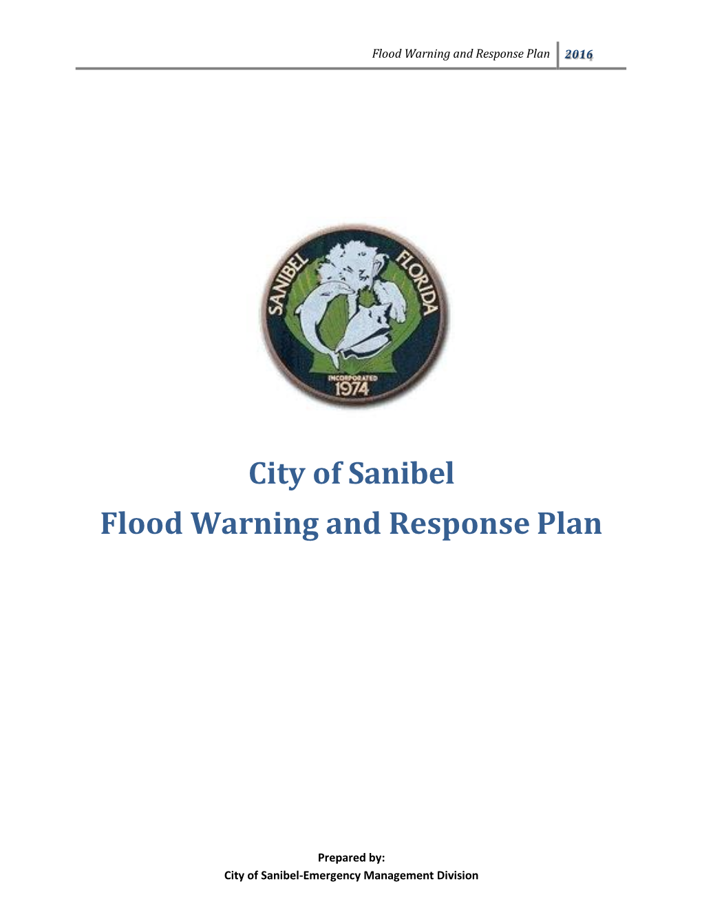 City of Sanibel Flood Warning and Response Plan