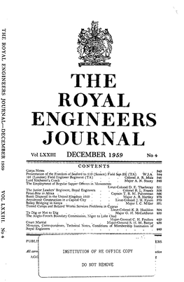 THE ROYAL ENGINEERS JOURNAL Vol LXXIII DECEMBER 1959 No 4