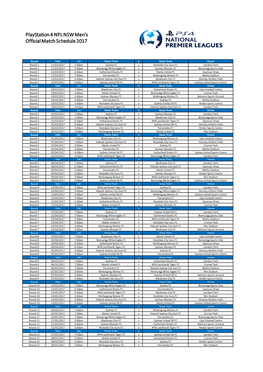 Playstation 4 NPL NSW Men's Official Match Schedule 2017