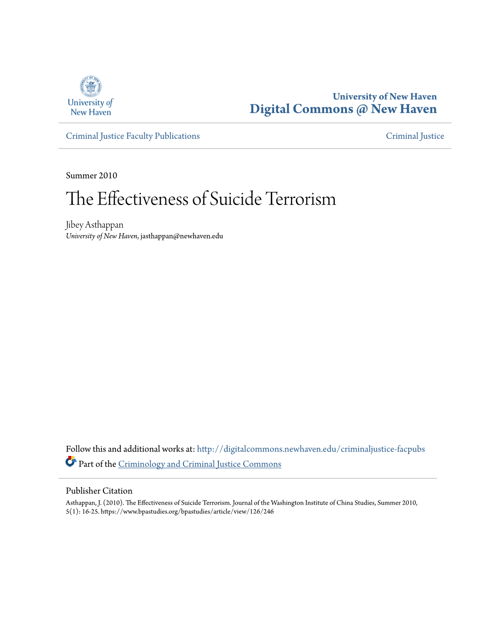 The Effectiveness of Suicide Terrorism