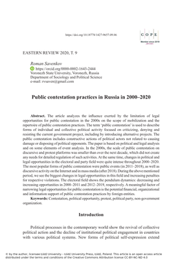 Public Contestation Practices in Russia in 2000–2020