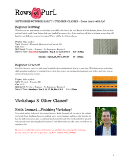 Workshops & Other Classes!